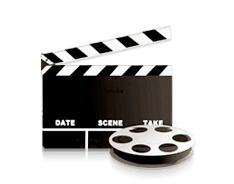 Film clapper board and film reel